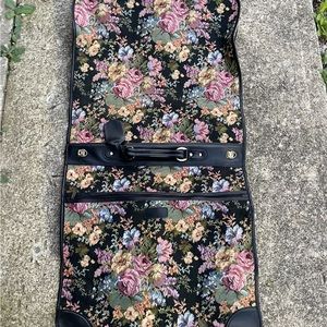 Vintage Verdi Hanging/ Folding Luggage Wardrobe Suitcase Bag Floral Pattern